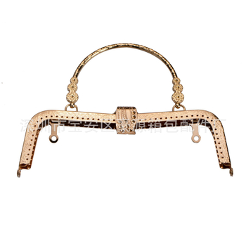 Metalni okvir torbice s reljefnim motívom velikog lista i tri cvijeta, DIY dodaci za torbe, proljeće 2023