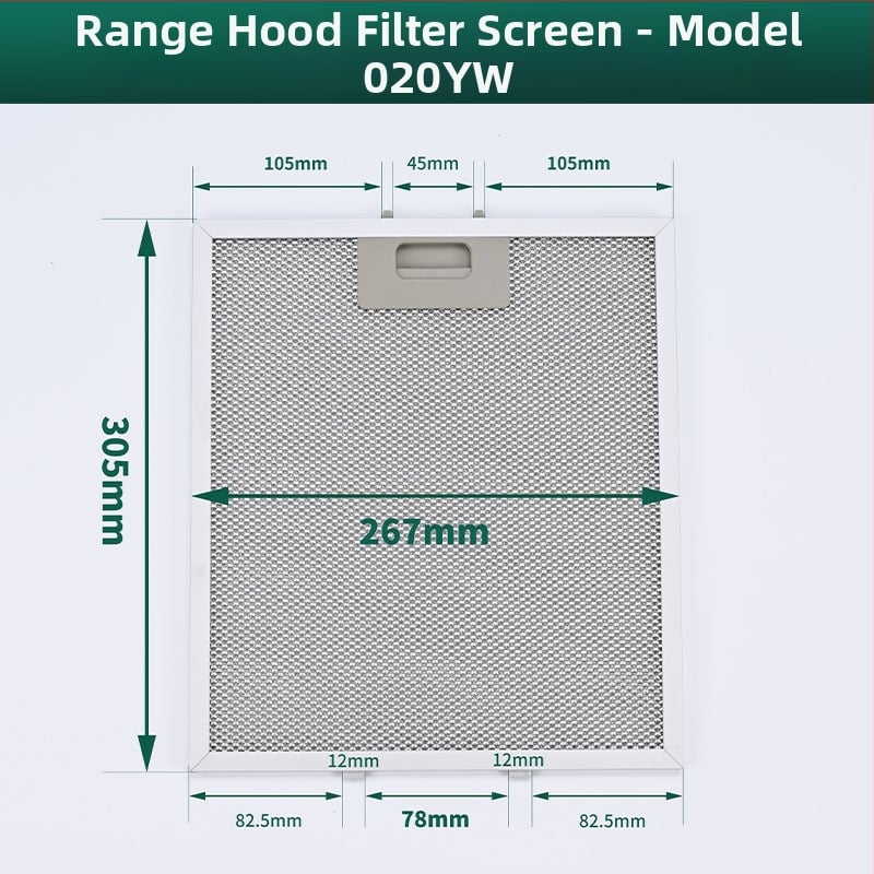 MH-020YW филтър за аспиратор, повърхностен монтаж, тегло 150 g, персонализирано пасване