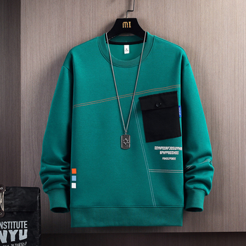 Pulover bărbătesc cu guler rotund — material lemnos, marcă Swiss Watch, potrivit pentru primăvară