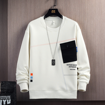 Pulover bărbătesc cu guler rotund — material lemnos, marcă Swiss Watch, potrivit pentru primăvară