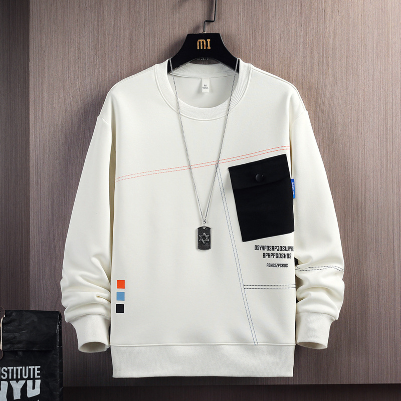 Pulover bărbătesc cu guler rotund — material lemnos, marcă Swiss Watch, potrivit pentru primăvară