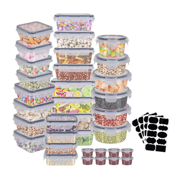 Σετ πλαστικών δοχείων αποθήκευσης τροφίμων, τετράγωνα, 800–1000 ml, κατάλληλα για μικροκύματα