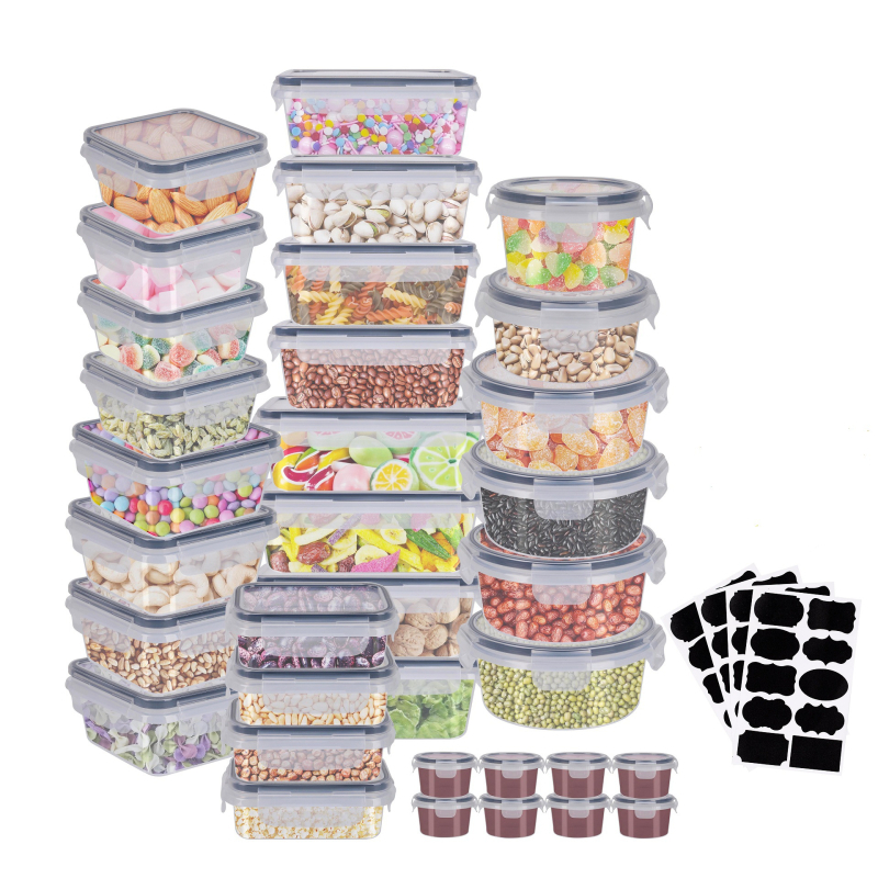 Σετ πλαστικών δοχείων αποθήκευσης τροφίμων, τετράγωνα, 800–1000 ml, κατάλληλα για μικροκύματα