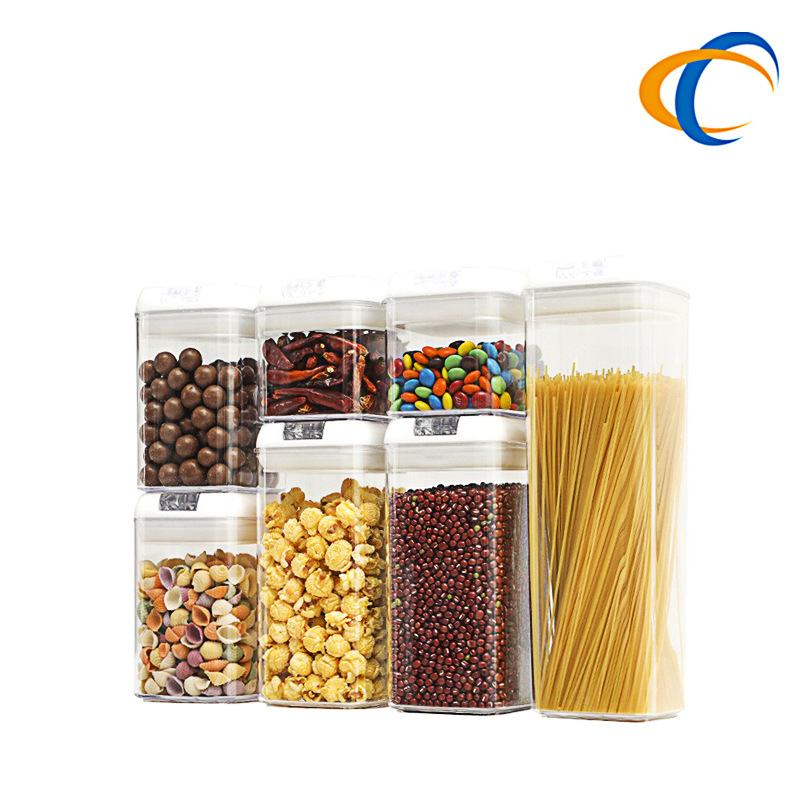Τετράγωνο δοχείο κενού αποθήκευσης για δημητριακά, σνακ και νούντλς, πλαστικό, 1–2 L