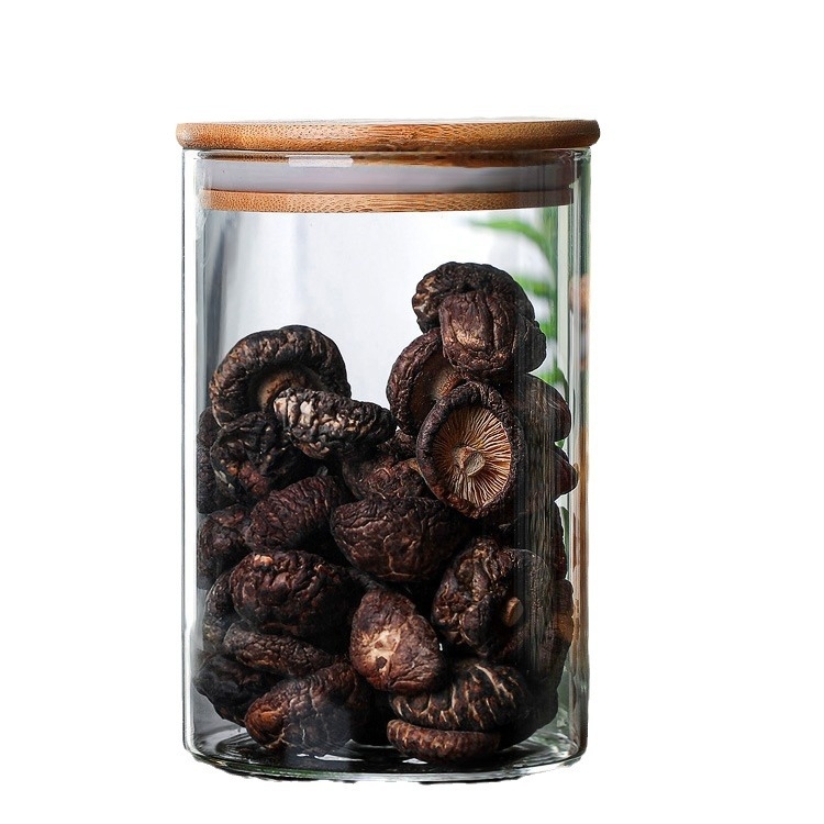 12-частен комплект стъклени буркани с бамбукови капачки, боросиликатно стъкло, плътно уплътнение за подправки и сушени плодове, обем 800–1000 ml