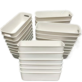 Μακρύς ορθογώνιος ανοιχτός οργανωτής αποθήκευσης με διαχωριστικά, πλαστικός, για γραφείο, 2 διαμερίσματα για σνακ και θήκες κινητών