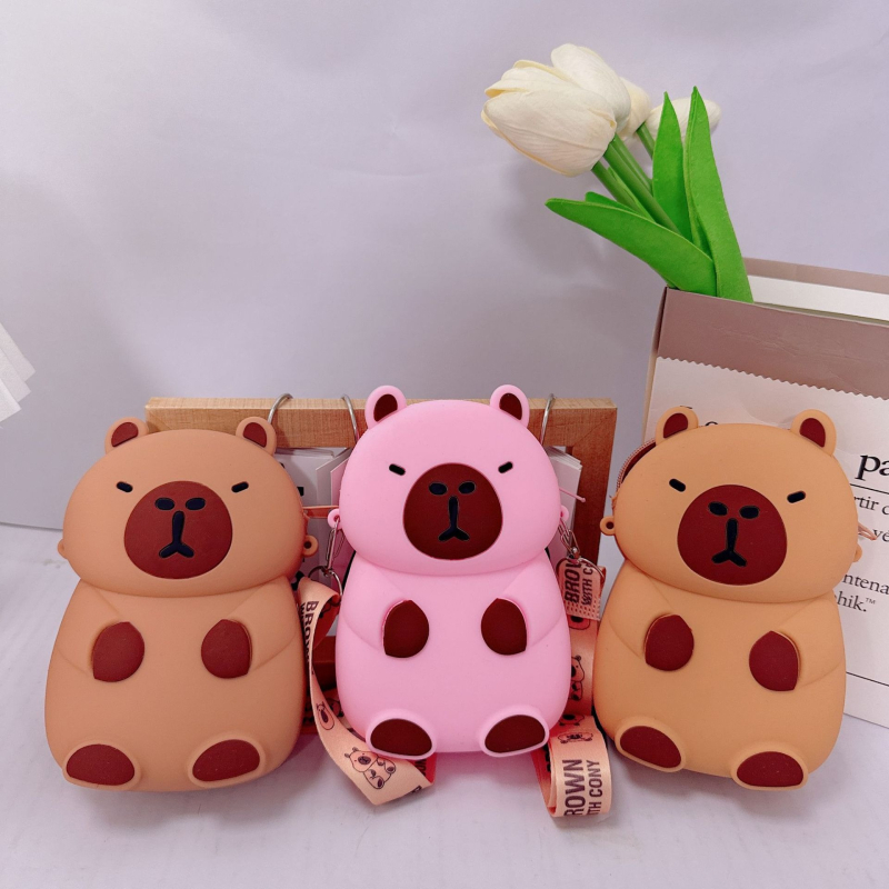 Capybara silikonska novčana torbica – dječja crossbody torba s motivom crtanog filma, univerzalna, pogodna za vrtić, dječji i sladak stil