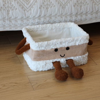 Κουτί αποθήκευσης σνακ με χαριτωμένο καρτούν σχέδιο, υφασμάτινο, με χειρολαβή, 18 L χωρητικότητα, μοτίβο ξύλου, ιαπωνικό στυλ