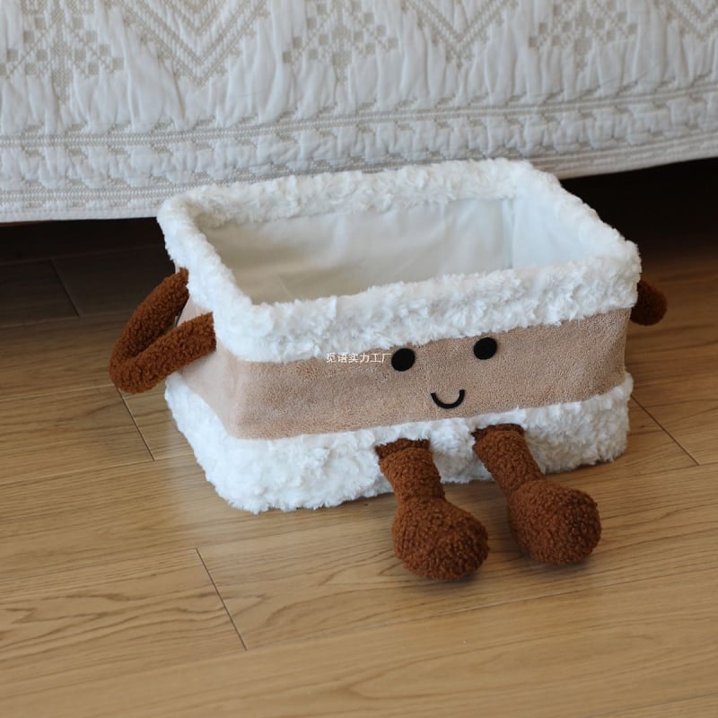 Κουτί αποθήκευσης σνακ με χαριτωμένο καρτούν σχέδιο, υφασμάτινο, με χειρολαβή, 18 L χωρητικότητα, μοτίβο ξύλου, ιαπωνικό στυλ