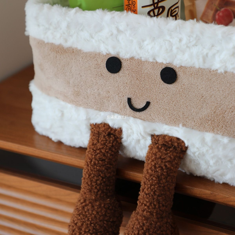 Κουτί αποθήκευσης σνακ με χαριτωμένο καρτούν σχέδιο, υφασμάτινο, με χειρολαβή, 18 L χωρητικότητα, μοτίβο ξύλου, ιαπωνικό στυλ