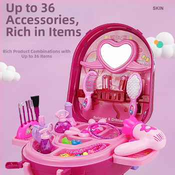 Set za makeup u kutiji s toaletnim stolom za djevojčice, 3–6 godina, prijenosna torbica