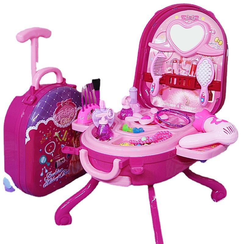 Set za makeup u kutiji s toaletnim stolom za djevojčice, 3–6 godina, prijenosna torbica