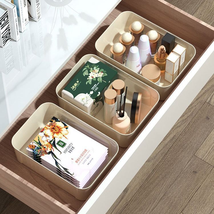 Yike Stolna kutija za pohranu, bez poklopca, PP plast, 100% novi materijal, organizator za kozmetiku i sitne predmete, moderni minimalistički stil, pogodno za dnevnu sobu, spavaću sobu i radnu sobu