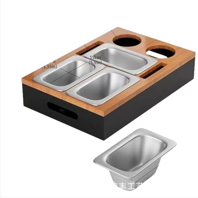 Ξύλινο επιτραπέζιο κουτί αποθήκευσης για σνακ και ποτά, με διαχωριστικά, χωρίς καπάκι, πολυλειτουργικό