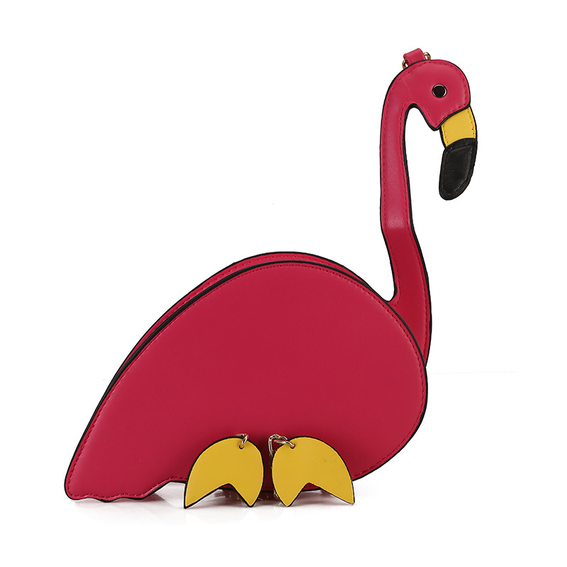 Flamingo karikatura crossbody torba od PU kože, zatvaranje na zip, pamukova podstava, unutarnji džepovi: džep na zip, džep za telefon, džep za osobnu iskaznicu — ljeto 2020