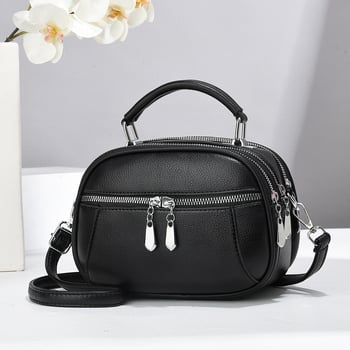 PU mini okrugla crossbody torba, street fashion, horizontalno kvadratnog oblika, zatvarač, laminirani unutarnji džep