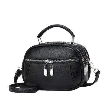 PU mini okrugla crossbody torba, street fashion, horizontalno kvadratnog oblika, zatvarač, laminirani unutarnji džep