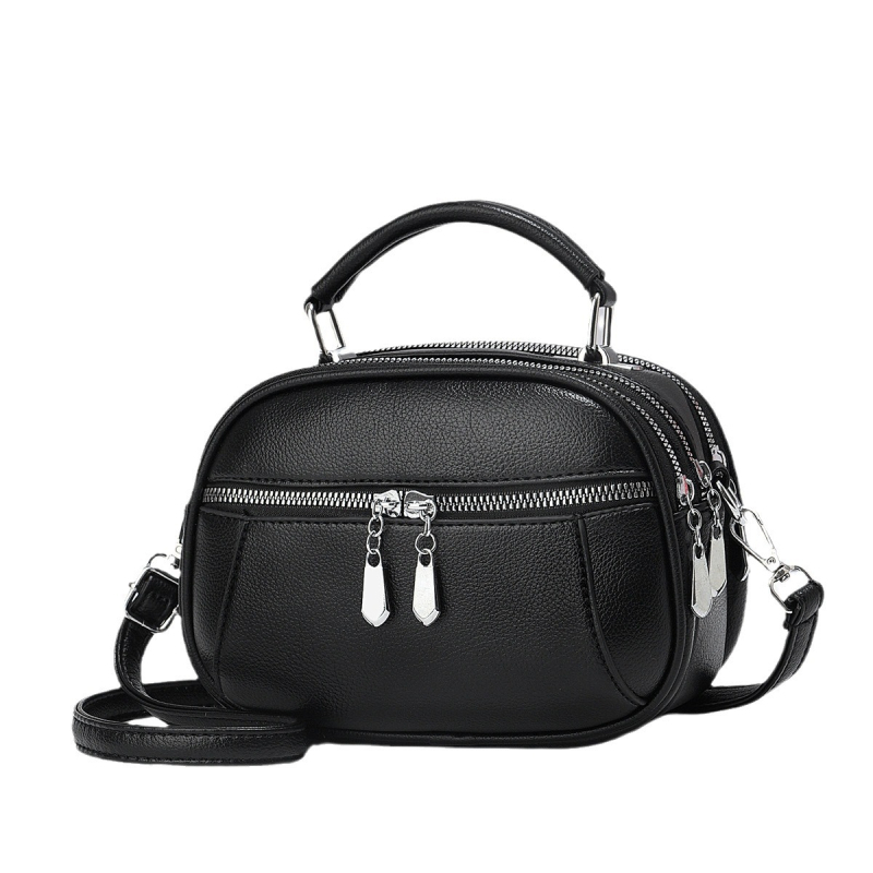 PU mini okrugla crossbody torba, street fashion, horizontalno kvadratnog oblika, zatvarač, laminirani unutarnji džep