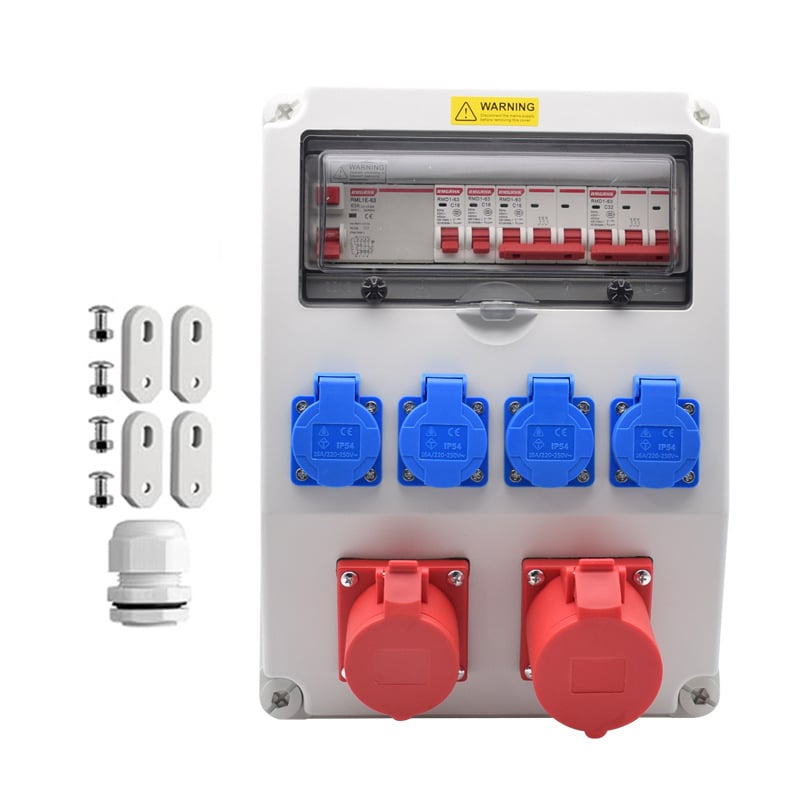 Vanjska vodootporna zidna industrijska električna kutija s 12 krugova, 1 red prekidača, IP66, 16/32A, ABS kućište
