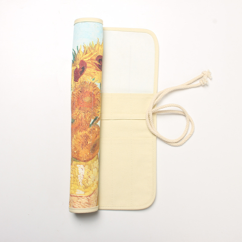 Ρολό θήκη πινέλων από καμβά με 20 θήκες – φορητή θήκη για πινέλα και μολύβια σχεδίου