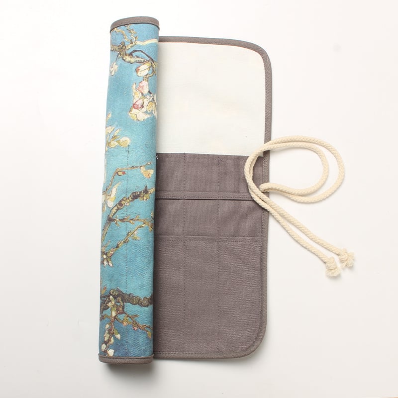 Ρολό θήκη πινέλων από καμβά με 20 θήκες – φορητή θήκη για πινέλα και μολύβια σχεδίου