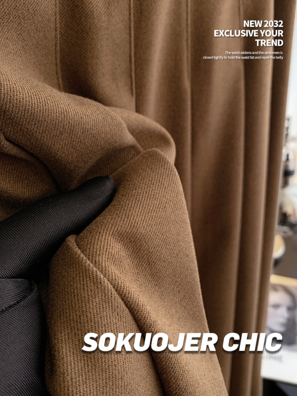 Félhosszú pliszírozott gyapjú szoknya, magas derekú, mikroelasztikus anyag