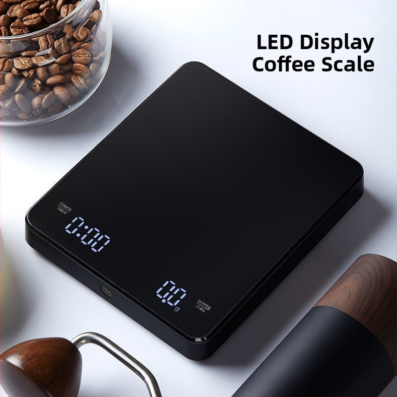 KC-2150C Dobíjacia kávová váha, rozsah 3 kg/0,1 g, elektronické meranie, napájanie USB alebo AA batériami, multifunkčná kuchynská váha