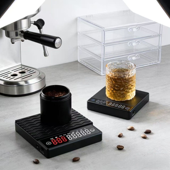 Везна за кафе с интелигентен таймер; електронно измерване; капацитет до 2 кг; вградена литиева батерия; мултифункционална.