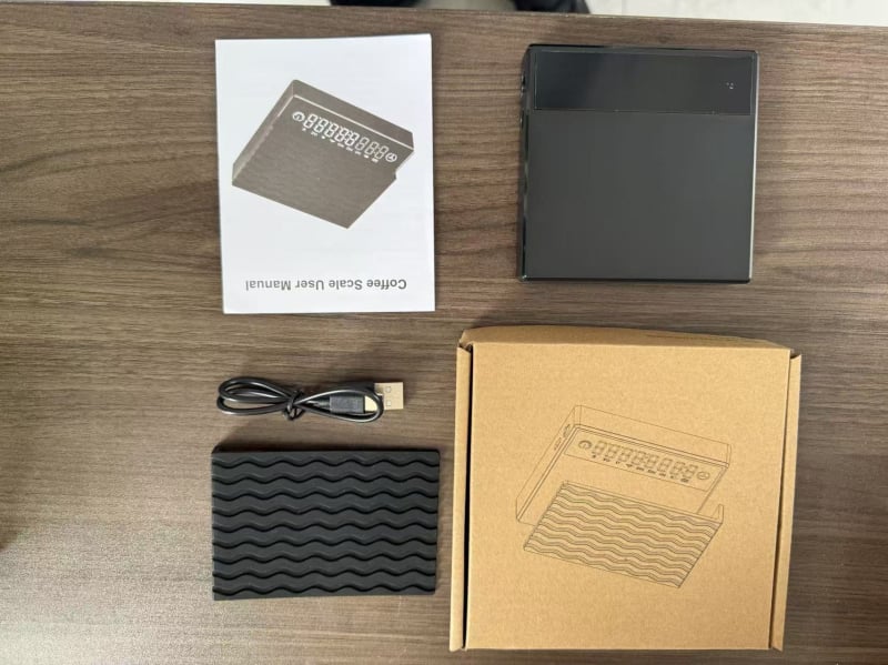 Везна за кафе с интелигентен таймер; електронно измерване; капацитет до 2 кг; вградена литиева батерия; мултифункционална.