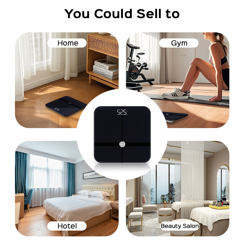 Icomon FI300WB везни за измерване на телесни мазнини — закалено стъкло, електродни сензори, тест за телесни мазнини и вода, обхват на тегло 5-180 кг