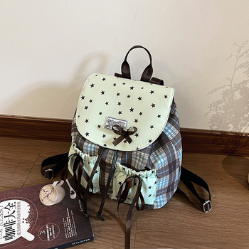 Детска раница с панделка (уличен стил, нейлон, магнитно закопчаване, джоб за мобилен телефон, вътрешен джоб)