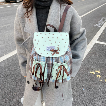 Детска раница с панделка (уличен стил, нейлон, магнитно закопчаване, джоб за мобилен телефон, вътрешен джоб)