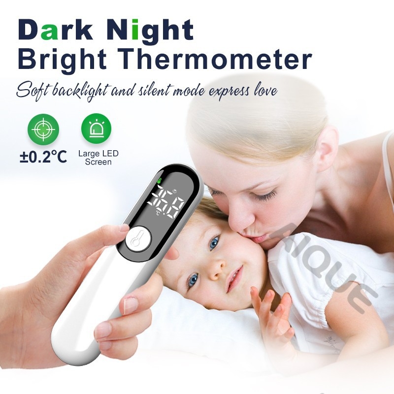 AD811 Mini bezkontakni infracrveni termometar za čelo – mjeri tjelesnu i objektnu temperaturu, raspon 32.0–42.9°C, udaljenost mjerenja 3–5 cm, trobojna LED indikacija i zvučno upozorenje, pogodan za djecu i odrasle