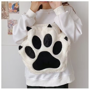 Plušasti crossbody ruksak s motivom šape psa, geometrijski uzorak, podstava od poliestera, unisex, moderan stil