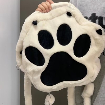 Plušasti crossbody ruksak s motivom šape psa, geometrijski uzorak, podstava od poliestera, unisex, moderan stil