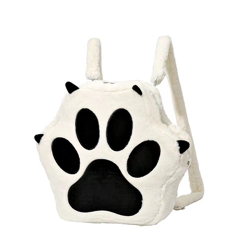 Plušasti crossbody ruksak s motivom šape psa, geometrijski uzorak, podstava od poliestera, unisex, moderan stil