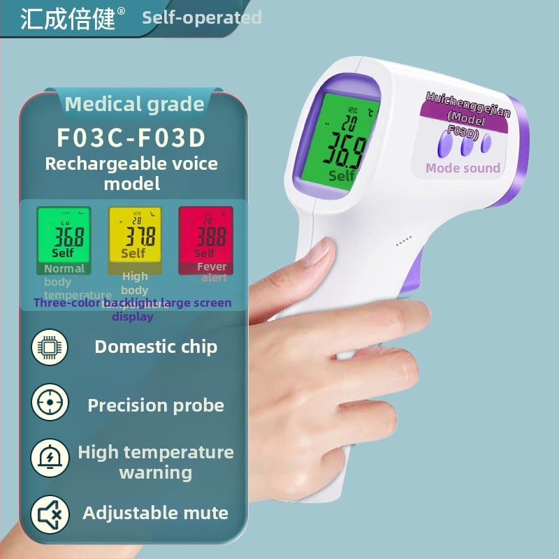 Infračervený teplomer na čelo, bez kontaktu, s digitálnym displejom, 0,2°C rozlíšenie, model F03C/F03D, prenosný