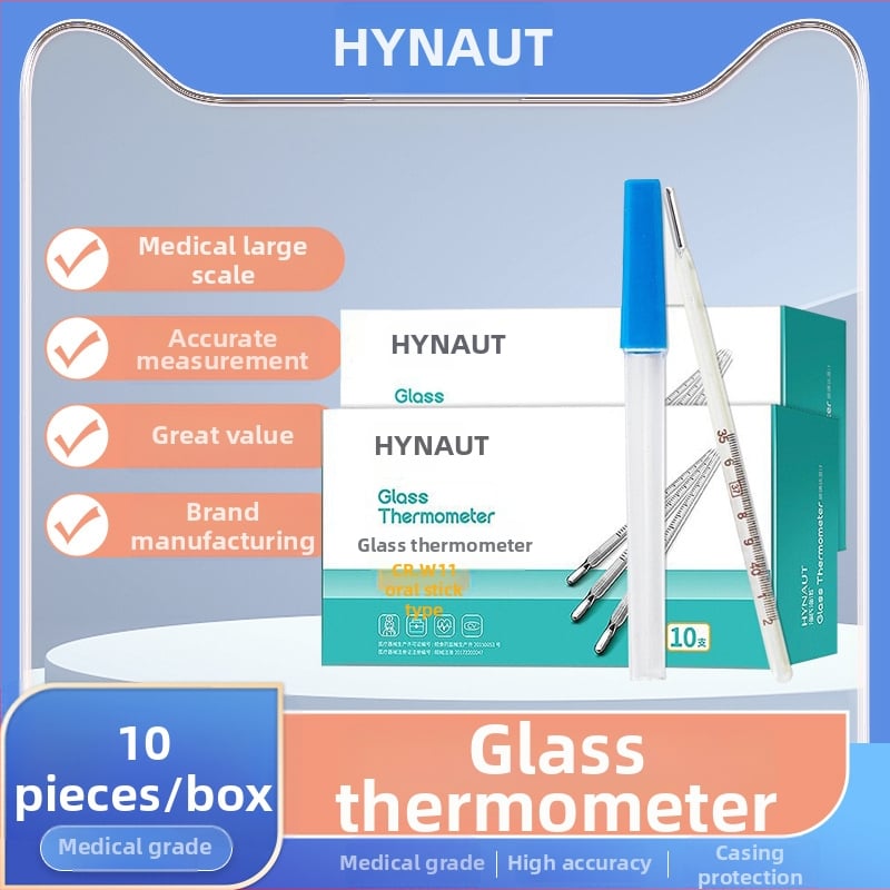 Медицински стъклен ртутен термометър за подмишница и устна, марка Hainuo, многократно използваем, пакет от 10 бр.