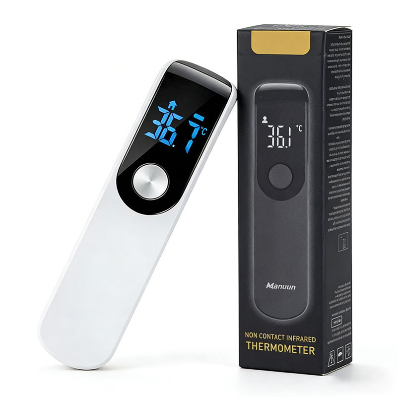 Termometru infraroșu fără contact pentru frunte, cu ecran LCD, citire rapidă și precisă, alarmă de febră, cu utilizare dublă pentru temperatura corpului și a obiectelor, termometru medical portabil