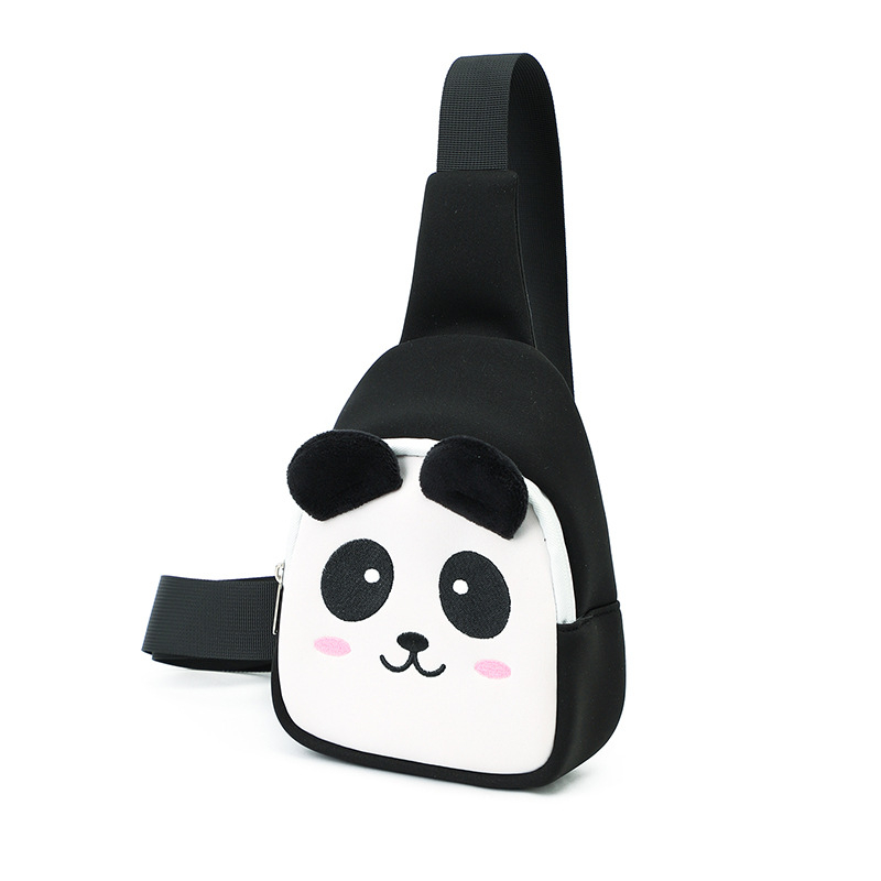 Dječja crossbody torba s Panda uzorkom, zatvaranje na zip, unutarnji džep sa zipom, diving tkanina
