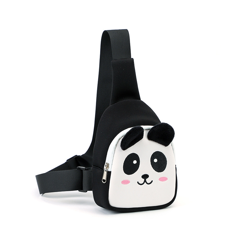 Dječja crossbody torba s Panda uzorkom, zatvaranje na zip, unutarnji džep sa zipom, diving tkanina