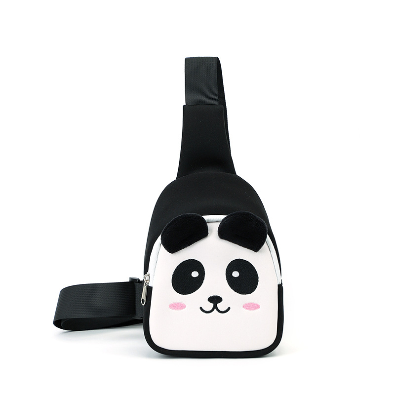 Dječja crossbody torba s Panda uzorkom, zatvaranje na zip, unutarnji džep sa zipom, diving tkanina