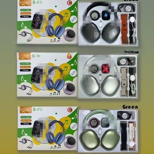 Ceas inteligent D-P9 cu apel Bluetooth și cască P9 — monitorizarea ritmului cardiac, tensiunii arteriale și oxigenării sângelui; monitorizarea somnului; autonomie baterie 7–14 zile