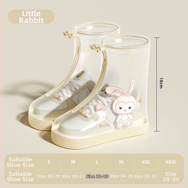 Детски водоустойчив протектор за обувки за момичета, антихлъзгащ дизайн, PVC материал, карикатурен стил