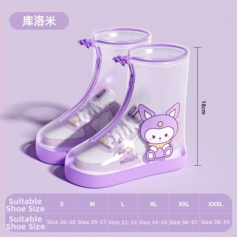 Детски водоустойчив протектор за обувки за момичета, антихлъзгащ дизайн, PVC материал, карикатурен стил