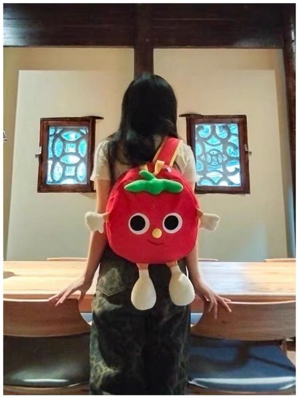 Раница от канвас, свеж и сладък стил, джоб за телефон, цип, триизмерен дизайн, подплата полиестер