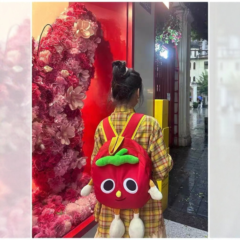 Раница от канвас, свеж и сладък стил, джоб за телефон, цип, триизмерен дизайн, подплата полиестер