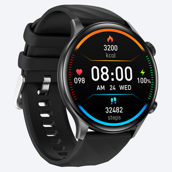 Smartwatch cu ecran IPS rotund, apel Bluetooth, monitorizare sănătate și sport, măsurare ritm cardiac, tensiune arterială și saturație, monitorizare somn, autonomie baterie 7–14 zile