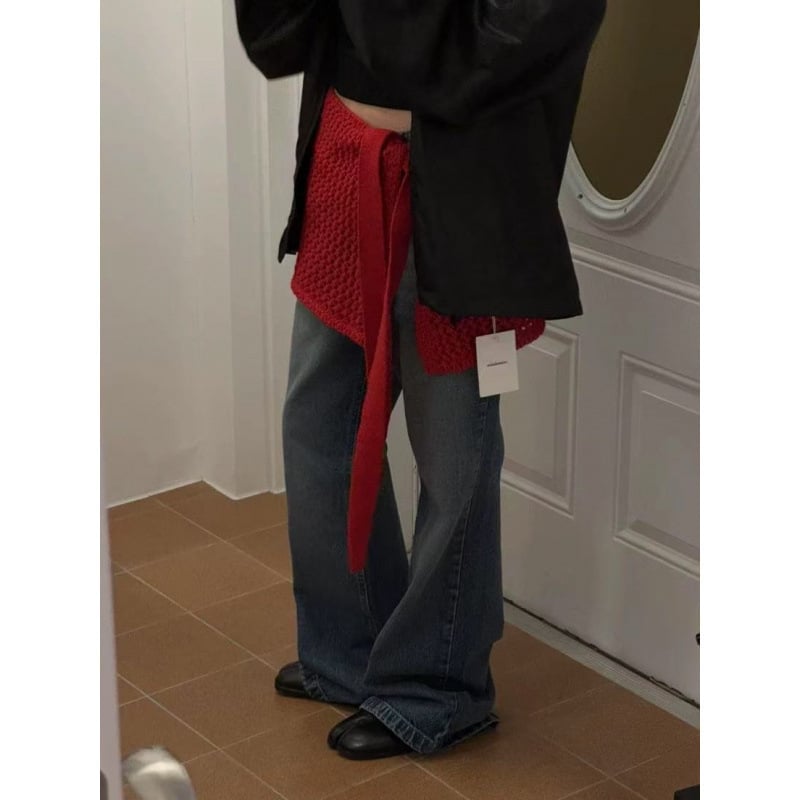 Fustă mini tricotată cu decupaje și design în straturi cu șnur, model 3D, acril material, croială strânsă