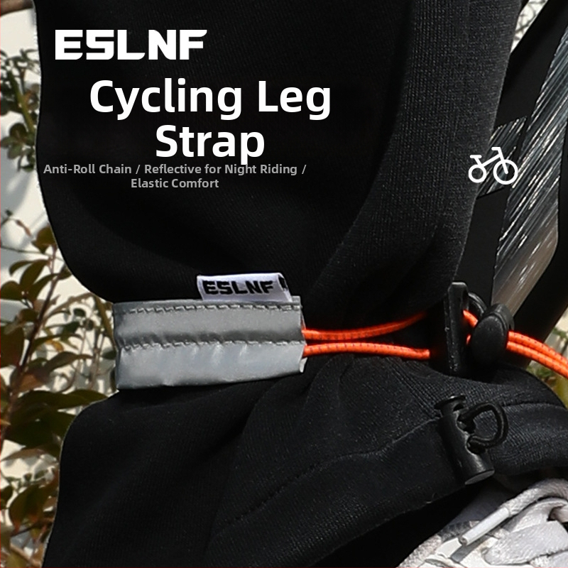 ESLNF pás na nohu na bicykel s nylonovým pásom, reflexnou látkou, elastickou konštrukciou a nastaviteľnou sponou